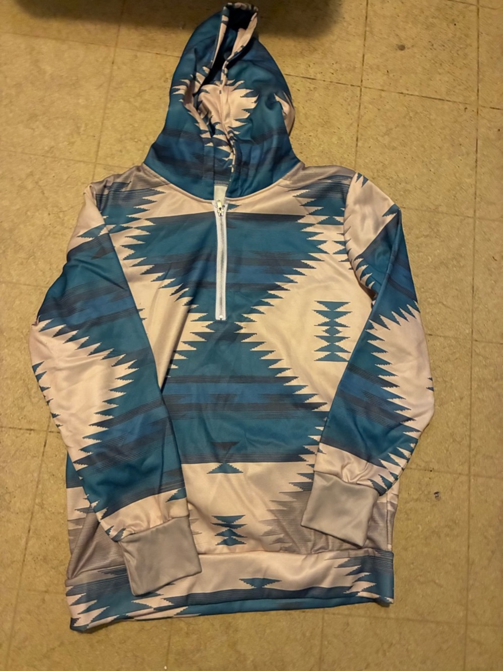 Womens Aztec Half Zip Up Hoodies Sweatshirt Ethnic Tribal size large